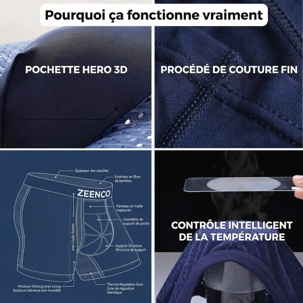 Pack de 2 Boxers Bambou Gris — Conçu pour les hommes aux cuisses épaisses