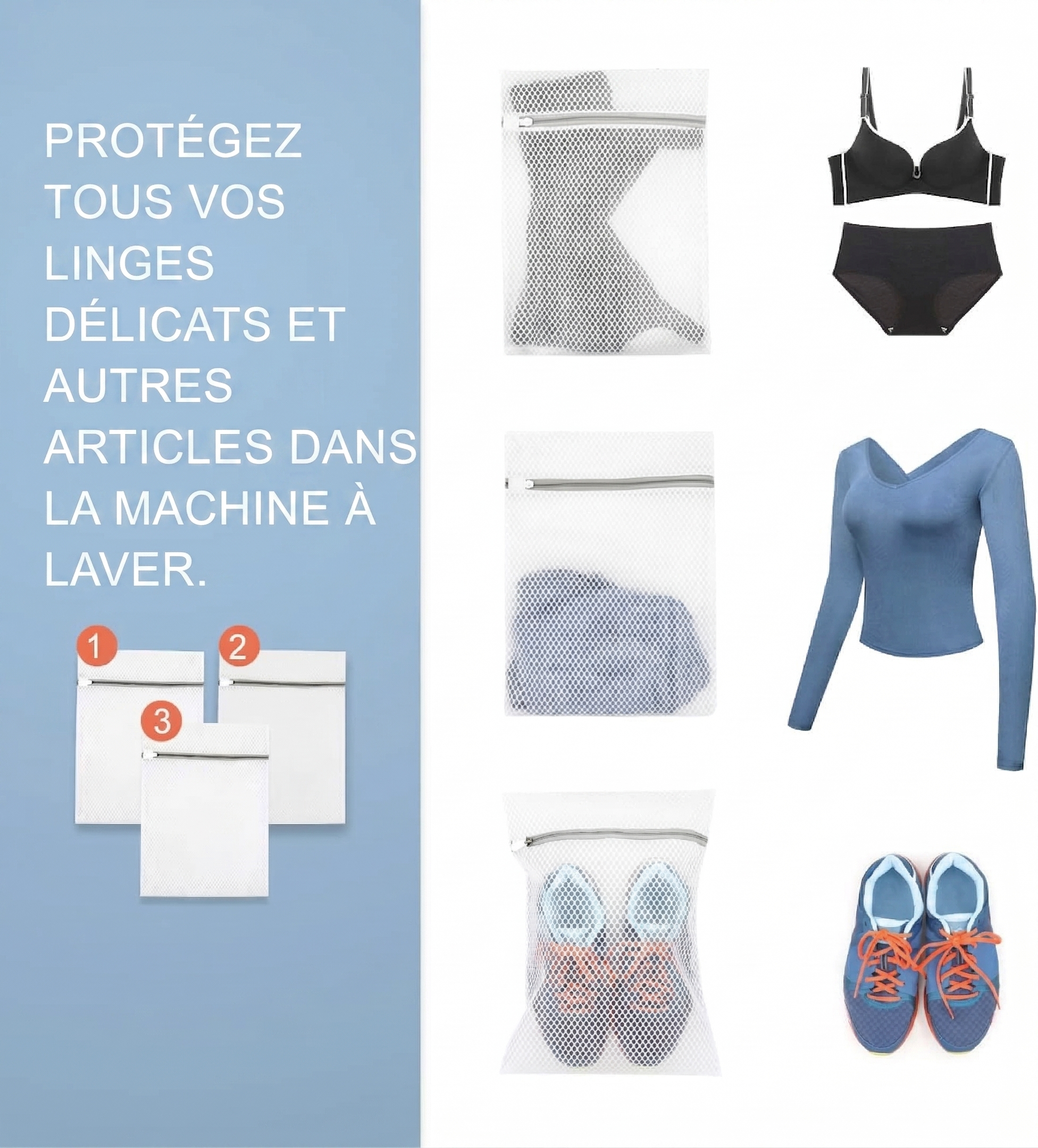 Pack Protection — 3 filets de lavage premium pour fibre de bambou