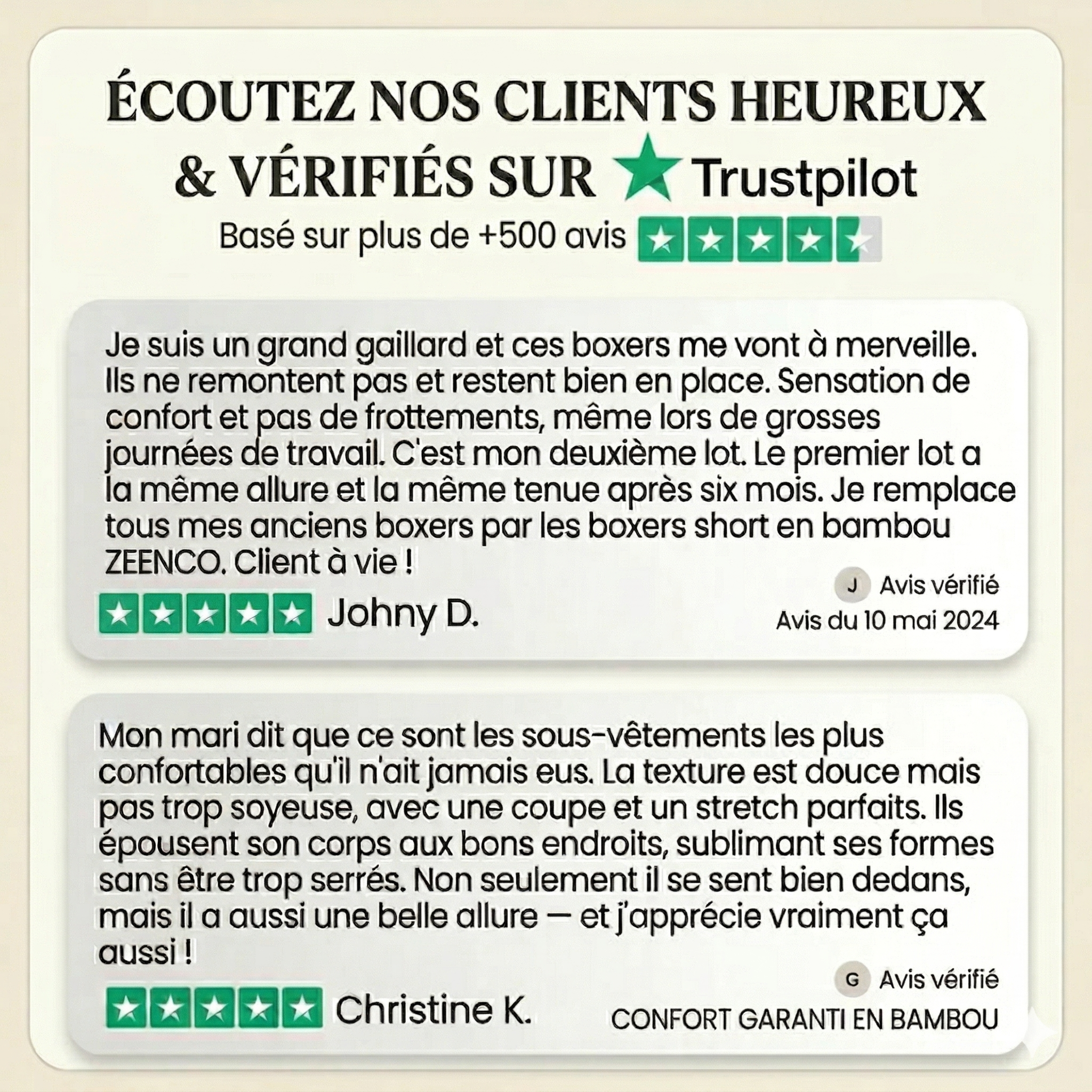 Pack de 2 Boxers Bambou Gris — Conçu pour les hommes aux cuisses épaisses